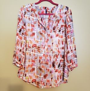 NYDJ Henley Blouse, Size Medium